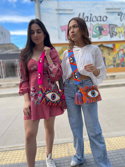 Rosa Evil Eye Clutch + Removable Strap - Best of Colombia