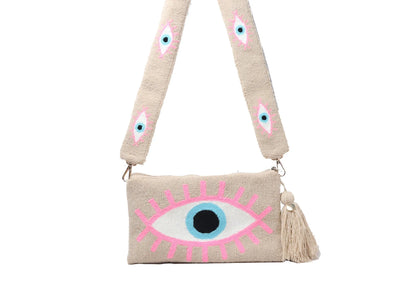 Beige Evil Eye Clutch - Best of Colombia