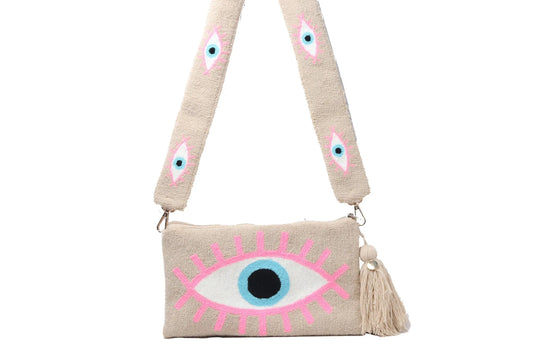 Beige Evil Eye Clutch - Best of Colombia