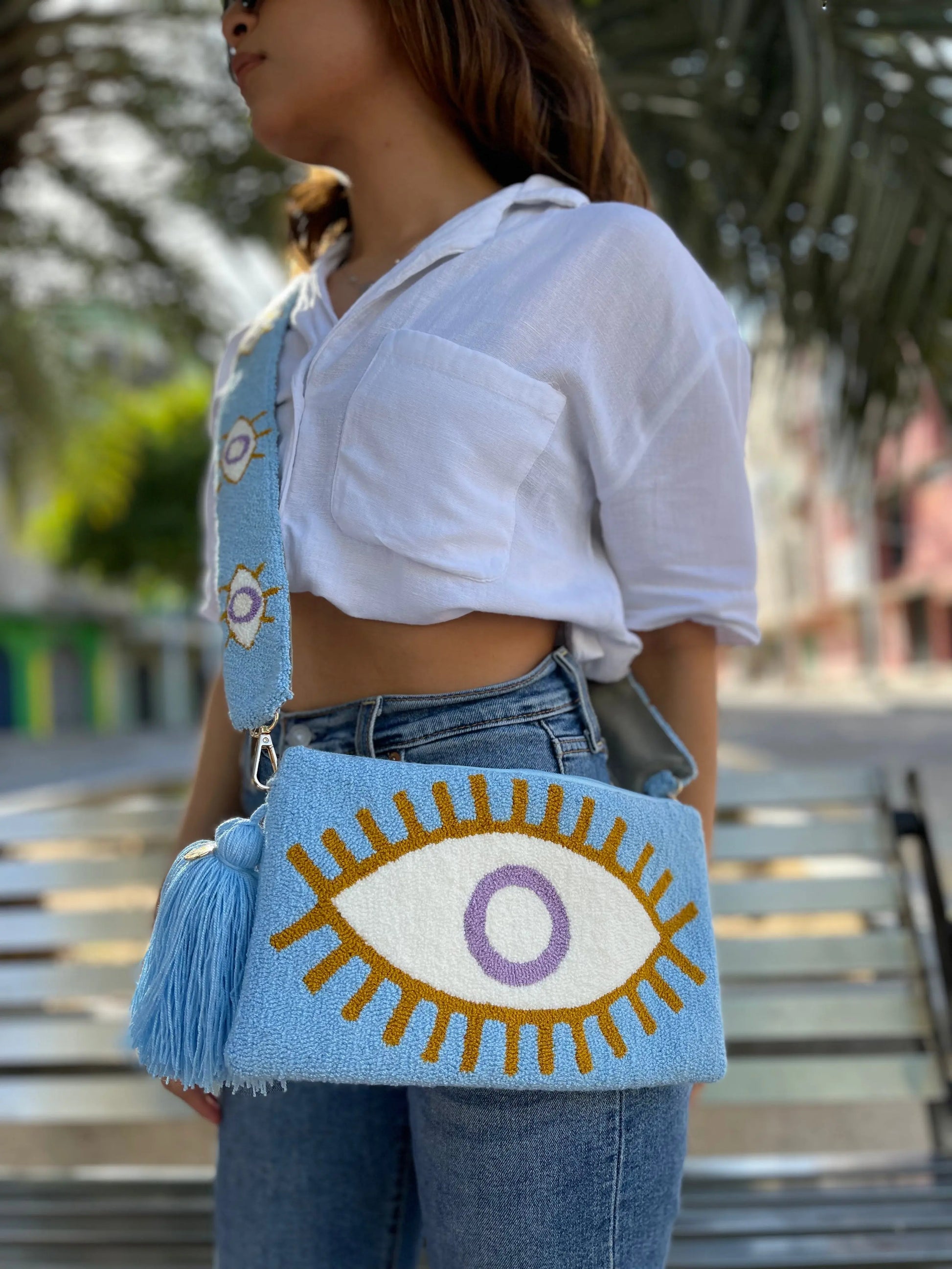 Baby blue Evil Eye Clutch - Best of Colombia