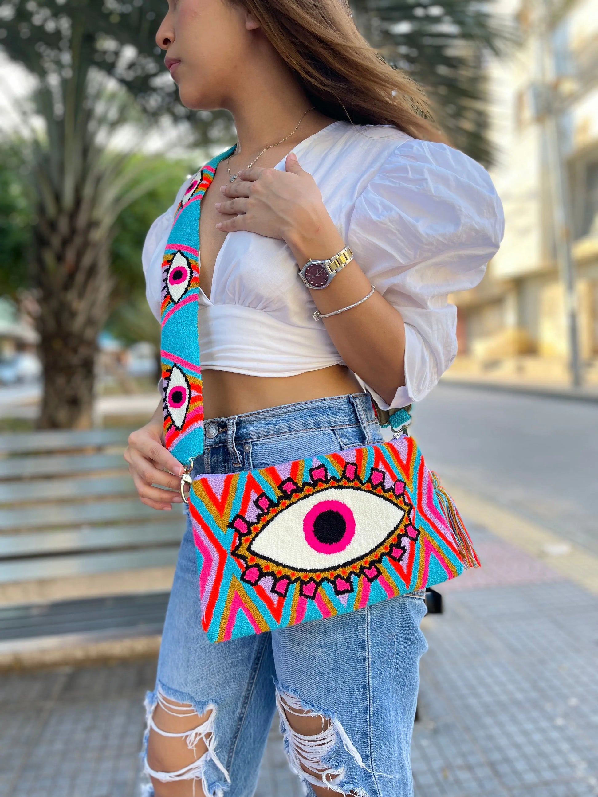Lavender Blue Evil Eye Clutch - Best of Colombia