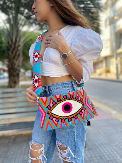 Lavender Blue Evil Eye Clutch - Best of Colombia