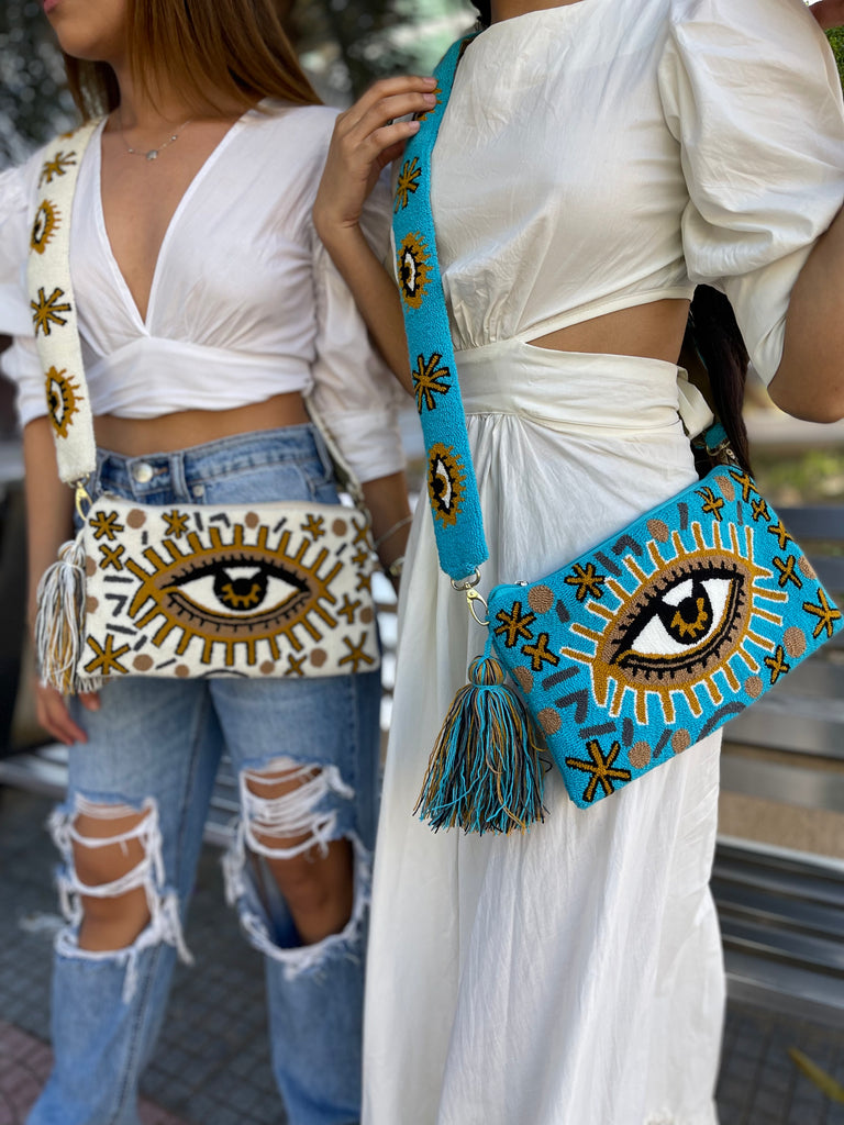 Golden Blue Eye Clutch with Strap - Best of Colombia