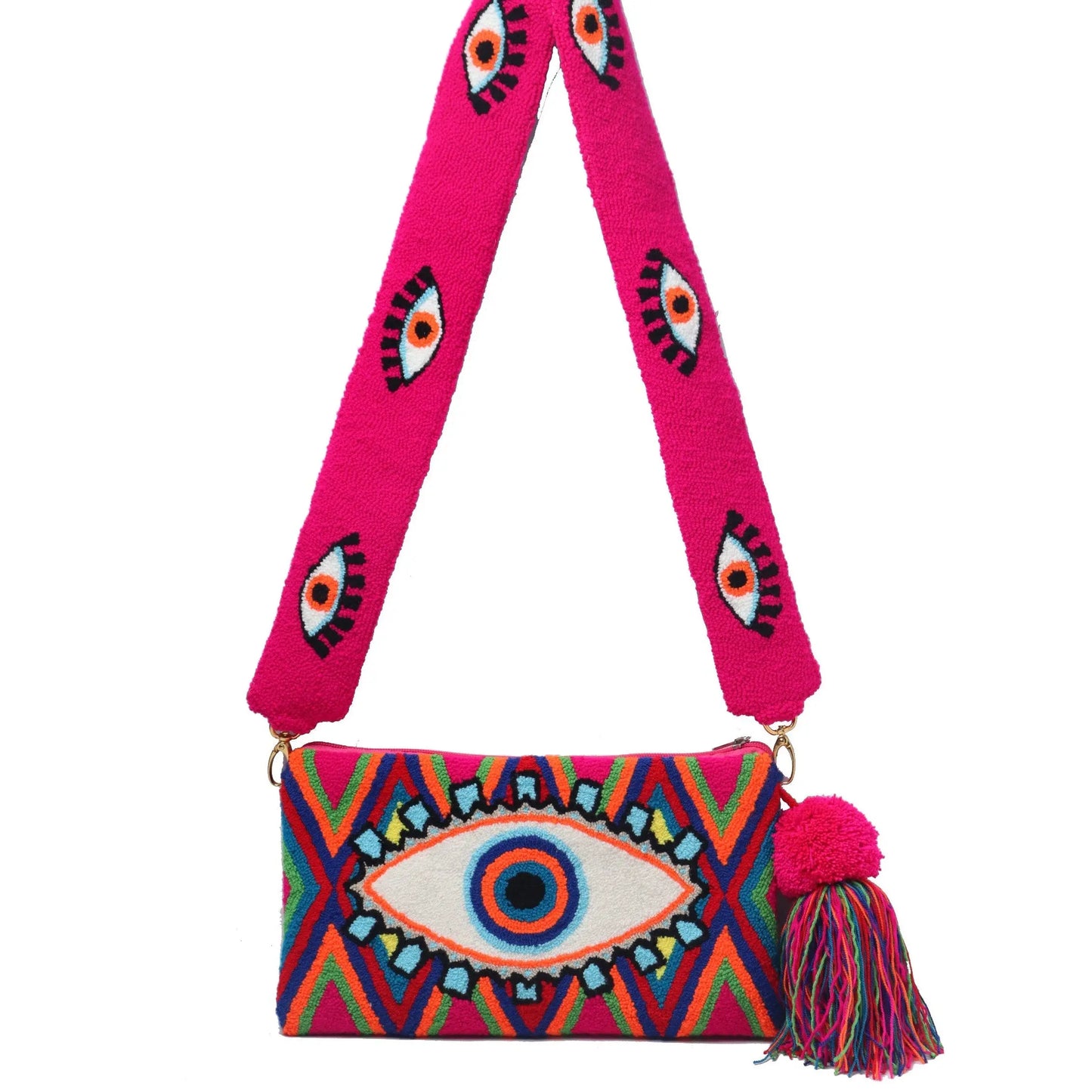Rosa Evil Eye Clutch + Removable Strap - Best of Colombia
