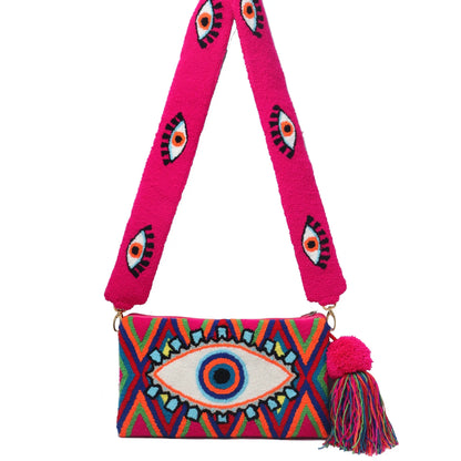 Rosa Evil Eye Clutch + Removable Strap - Best of Colombia