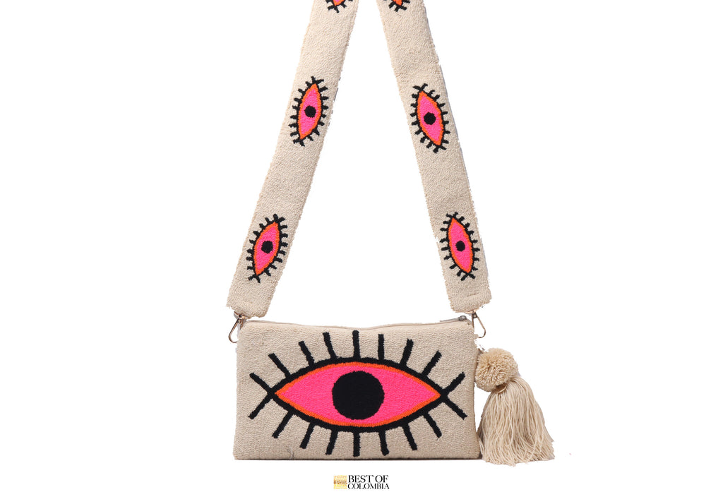 Natural pink Evil Eye Clutch - Best of Colombia