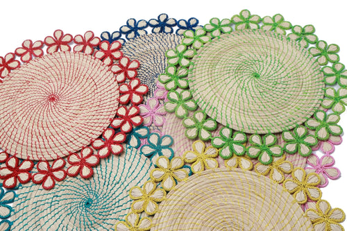Yellow Floral Iraca Placemat - 16 in - Best of Colombia